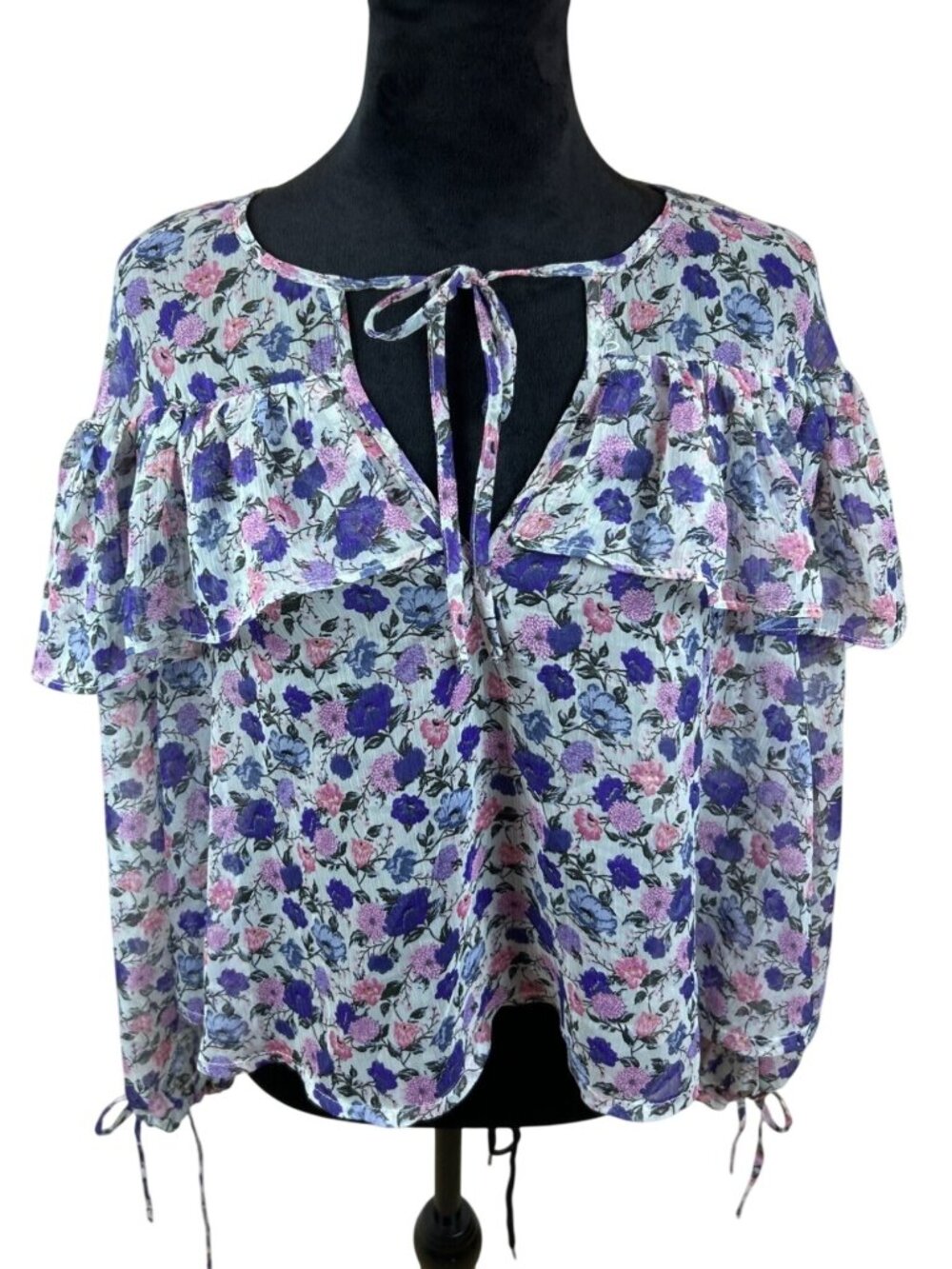 NWT Forever 21 Floral Peasant Blouse Sz S Coquette Boho Ruffle Top Cottagecore